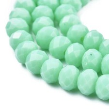 50 Mint Green Rondelle Beads Glass Faceted 6x5mm Jewelry Supplies BULK