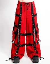Gothic Red and Black Tripp Pant Bondage Punk Rock Dead Threads Baggy Pant