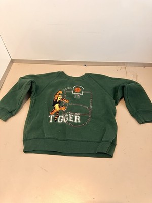 Vintage 90s Disney Tigger Basketball Sweatshirt Toddler Kids Green Fleece