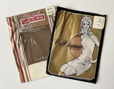 2 Pr Vintage Nylon Stockings Seamless Mesh Sz 9.5