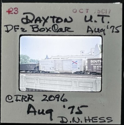 1975 Vint. 35mm Train/Railroad Slide 2096, Box Car, Dayton Union Terminal, Ohio