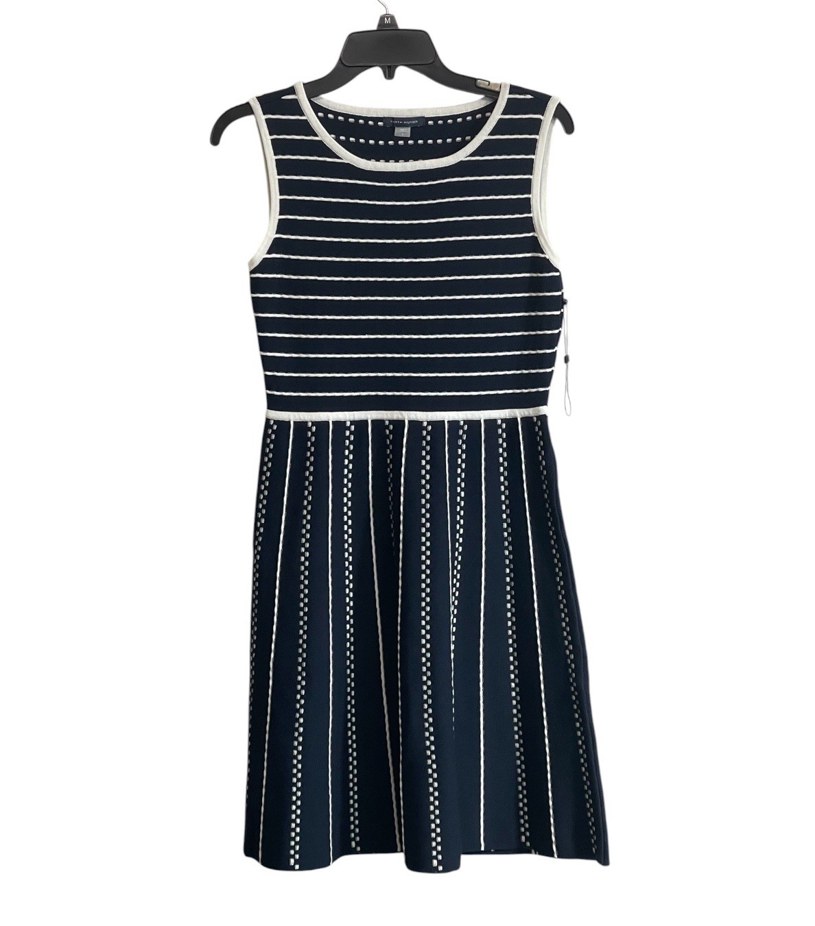 Tommy Hilfiger Sz Small Navy Blue White Sleeveless Fit & Flare Dress Nautical
