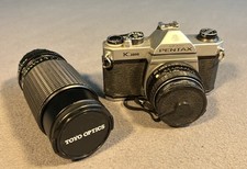 Asahi Pentax K1000 35mm SLR Film Camera w/ SMC Pentax-M 50mm  200mm Lens READ