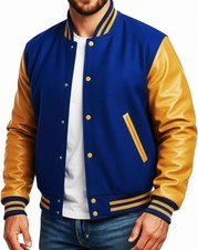 Mens Varsity Jackets Wool and Leather Sleeves Vintage Baseball Letterman Jackets