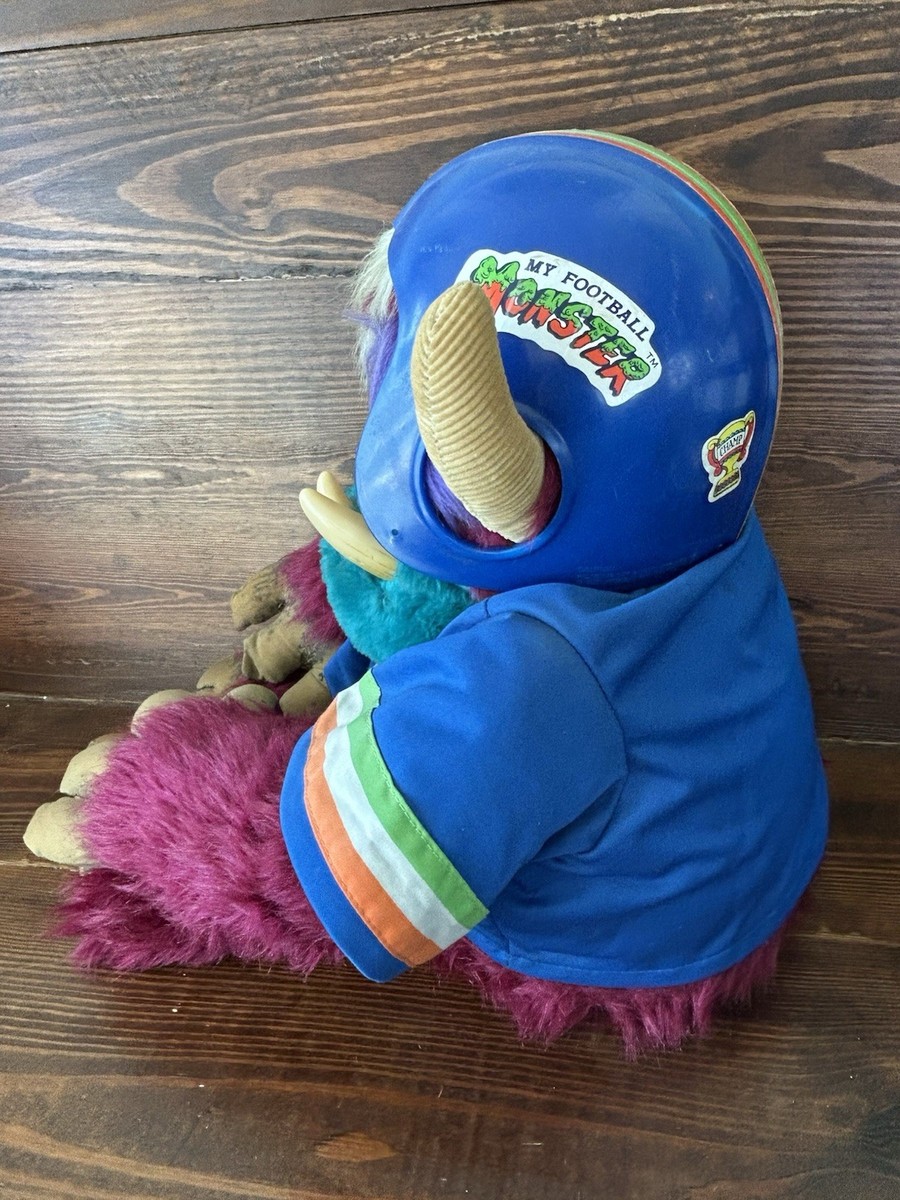 Vintage 1986 AmToy My Pet Football Monster Plush With Helmet
