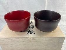 Echizen Lacquer Couple Bowls Red & Black Set 2