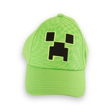 Minecraft Creeper Kids Baseball Cap Adjustable Snapback Gamer Hat Neon Green