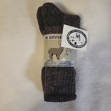 Alpaca The Survival Socks Sz Large 10-13 Charcoal Gray Midweight Crew