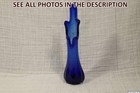 NobleSpirit Vintage 11" Cobalt Blue 5 Finger Swung Art Glass Vase Hand Blown 