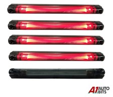 4x 12V 24V LED Red Interior Cabin Line Light Lamp 240mm Smoked Lens Truck Lorry
