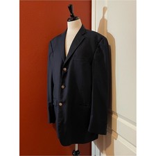 Burberry Men's Classic Vintage Navy Three Gold Button Wool Blazer Sport Coat