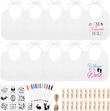 55 Pcs DIY Baby Bibs Decorating Set Includes 10 White Bibs 12 Fabric Markers 12