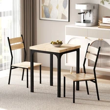 Industrial Style Modern Steel and Wood 3pc Kitchen Table Dinette Set