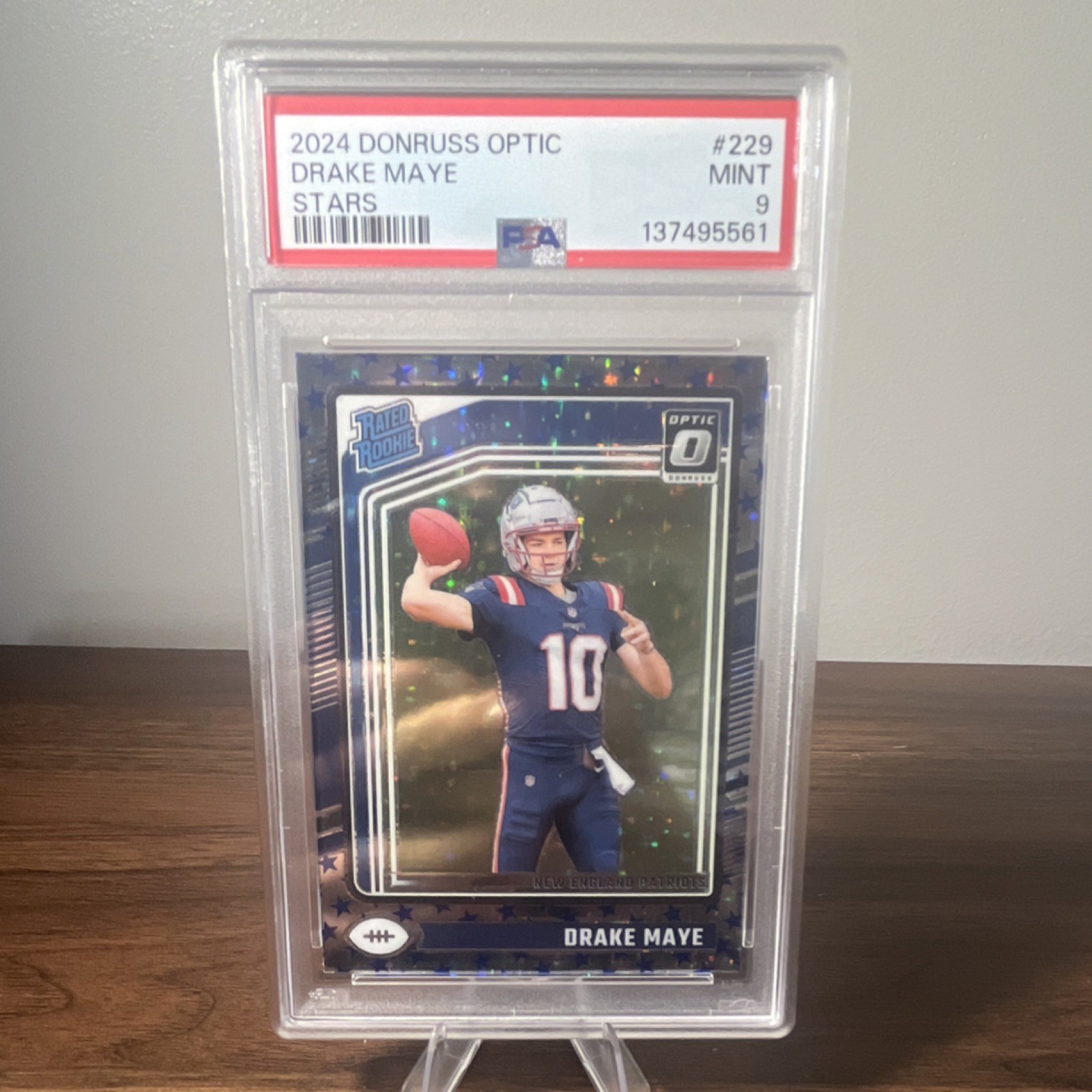 Panini 2024 Donruss Optic Drake Maye Patriots #229 Stars Prizm RC PSA 9