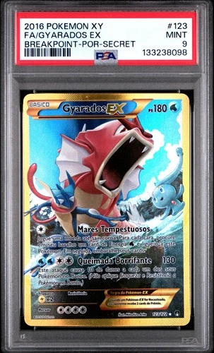 2016 POKEMON XY BREAKPOINT PORTUGUESE-SECRET #123 FULL ART/GYARADOS EX PSA 9