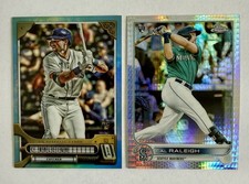 2022 Topps Chrome Cal Raleigh RC Lot Prism Refractor & GQ Blue Chrome /99