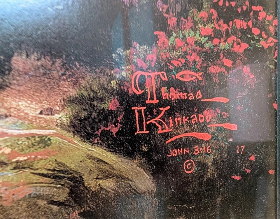 🔥LA BUENA VIDA DE THOMAS KINKADE IMPRESIÓN DE ARTE EN LIENZO DE PAPEL ENMARCADO RARO + COA🔥 Foto 4 de 4