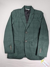 Cat  Jack Boys Green Checkered Blazer. Size 10. Cotton, Sporty, Soft.