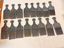 16 vintage Black Plastic Hair Pick Comb Detangling Pic 6.5"x2.25" New Old Stock