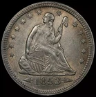 1853 Seated Liberty Quarter Arrows and Rays Choice AU Die Misalignment Error