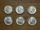 Lot of 6 1962 D Roosevelt Silver Dimes XF