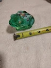 Fenton Green Glass Hand Painted Flowers Frog Toad Signed  (000)