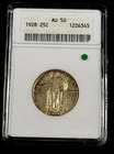 1928 standing liberty quarter Au50 ANACS OLD SOAPBOX HOLDER