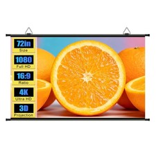 72 inch Projector Screen, Portable Projector Screen Indoor Outdoor Movie Scre...