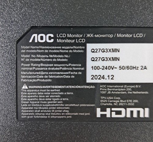 AOC Q27G3XMN 27" 2K QHD Gaming Monitor, 2560x1440, Mini LED, 180Hz, - Afbeelding 7 van 8