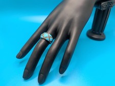 Sterling Silver Turquoise  Marcasite Wide Band Sz 6, 4.6g 925 Artisan Geo Inlay