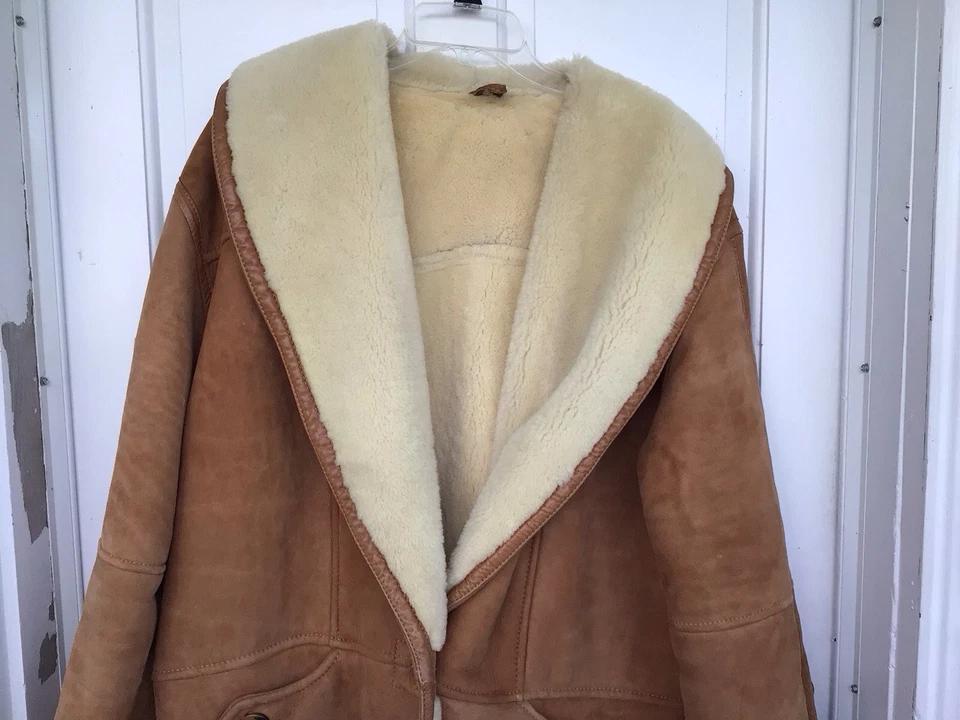 hugo buscati Miland Men’s Genuine Lamb Shearling & Brown Suede Size M. HOLE!!! - Image 2 of 4