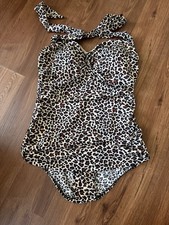 Ester Willians One Piece Swimsuit Size 18 Leopard Print Halter Neck Pin-up