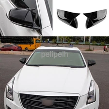 For Cadillac ATS 2013-19 Gloss Black Door Rearview Mirrors Cover Replace Trim 2P