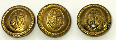 Navy Uniform Blaser Buttons Sewing Turret Lot of 3