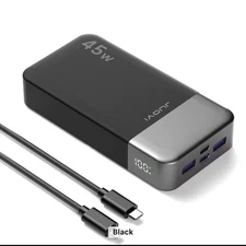 Power Bank 20000mAh 45W Charging Portable External Battery Backup For Cell Phone