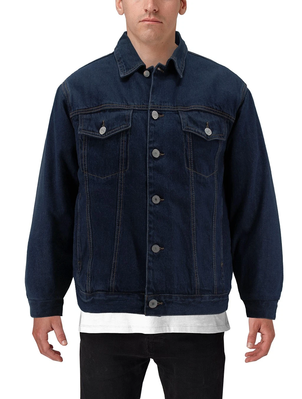 Men’s Classic Blue Button Up Casual Jean Sherpa Lined Cotton Denim Jacket
