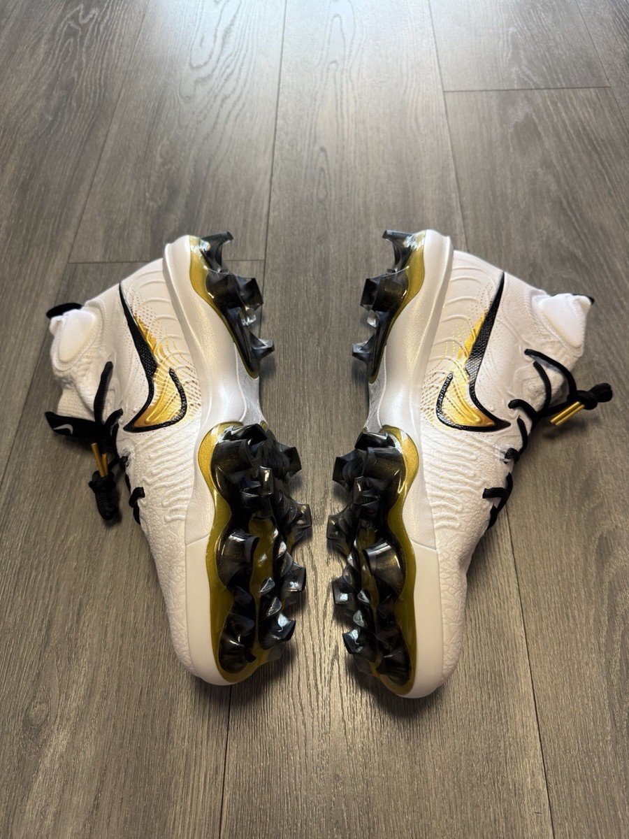 Size 14 Nike Alpha Huarache NXT MCS Baseball Cleats Gold White FZ8650-119 Men\'s Nike Alpha Huarache NXT MCS White Gold Men main image 2