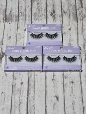 (3) New KISS Faux Mink Fur Eyelashes Blackglama Lashes FMF01
