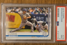 2019 Topps Tampa Bay Rays Brandon Lowe Rookie Baseball Card #114 PSA 9. rookie card picture