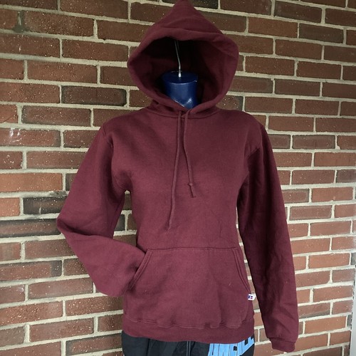 vtg Russell Athletic Hoodie Maroon Pullover Sweatshirt USA 90s Blank USA Made S