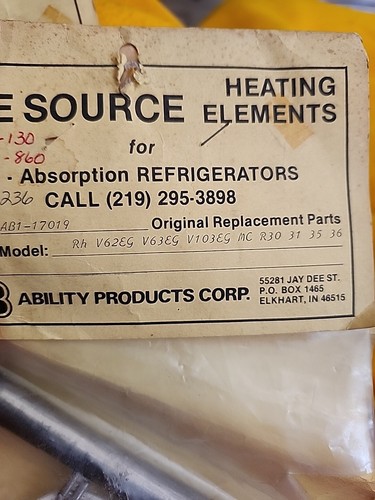 Vintage Rv Heating Element For Refrigerators Part AB1-17019 New Old Inventory - Foto 4 di 4