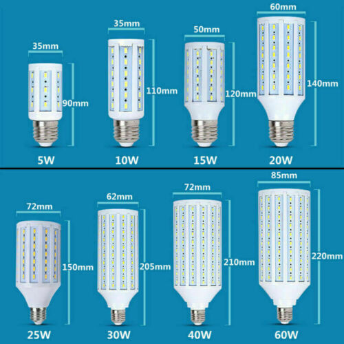 E27 LED bulb 5W 10W 20W 30W 40W 60W 80W Corn Lamps 110V/220V Warm Cool Daylight - Picture 3 of 18