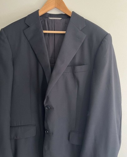 LKNEW CANALI Mens Dinner Jacket Size 44R XL navy woven 100% wool two button - Picture 3 of 12