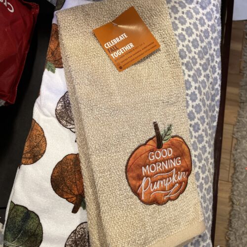 Celebrate Fall Together Thanksgiving Kitchen Towel 2-pk. 100% Cotton - Picture 1 of 5