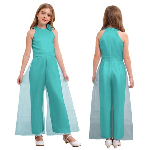 Kids Girls Gown Party Jumpsuit Evenings Rompers Dance Bodysuit Wedding Costume - Picture 18 of 54