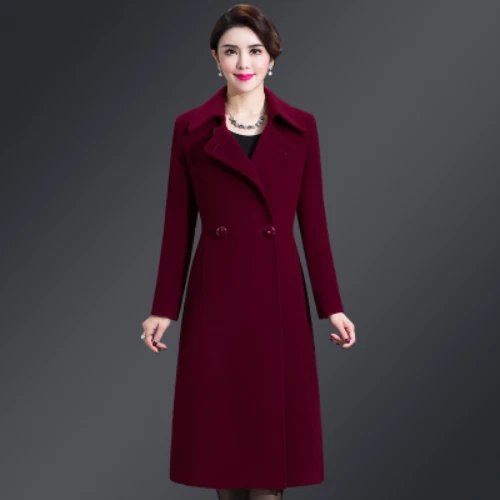 Women's Woolen Coat Autumn and Winter Mid Length Fashion Women's Coat - Picture 3 of 27