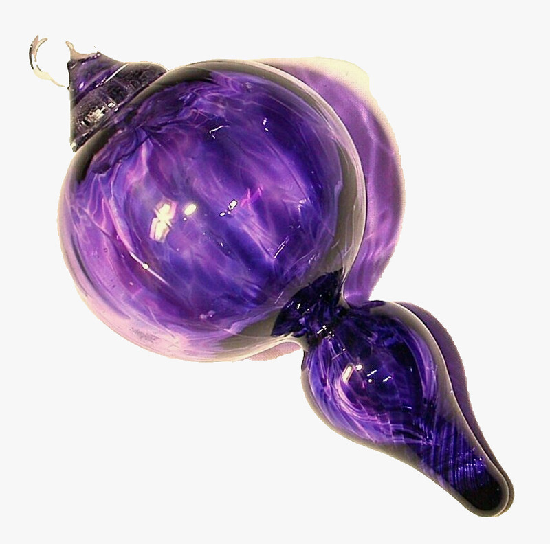 Vintage Purple Hand Blown Art Glass Finial Christmas Ornament MCM Atomic Mod