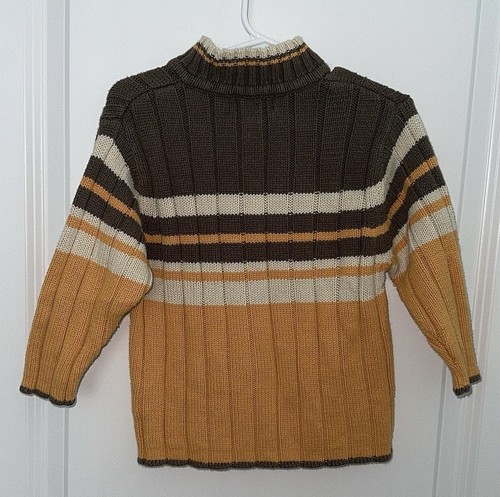 Childrens Place 1/4 zip sweater pullover 24 Months Striped Yellow/brown/cream - Picture 3 of 3