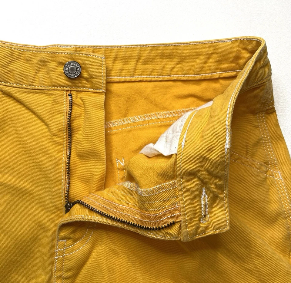 Dickies Yellow Carpenter Frayed Cut Off Shorts Womens Size 9/29 - Image 2 of 4