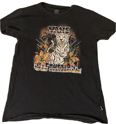 Vintage Vans Off The Wall White Tiger T Shirt Men Sz X-small Black